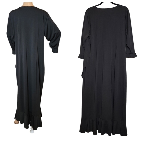 Lane Bryant Stretch Ruffle Trim Black Maxi Dress Size 18/20 2X - Picture 12 of 15